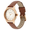 Titan Quartz Analog Silver Dial Tan Leather Strap Watch For Women