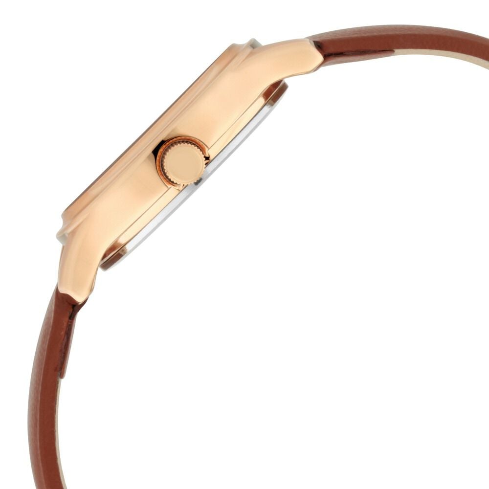 Titan Quartz Analog Silver Dial Tan Leather Strap Watch For Women