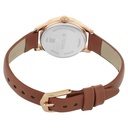 Titan Quartz Analog Silver Dial Tan Leather Strap Watch For Women
