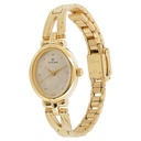 Titan Quartz Analog Champagne Dial Golden Stainless Steel Strap Oval Shaped Watch For Women