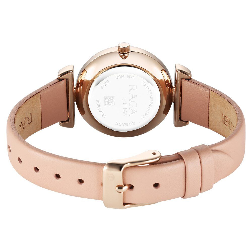 Titan Raga Showstopper Quartz Analog Pink Dial Leather Strap Watch For Women