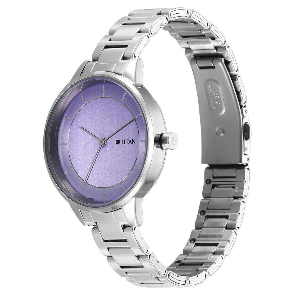 Titan Razzle Dazzle Quartz Analog Mauve Dial Stainless Steel Strap Watch For Women