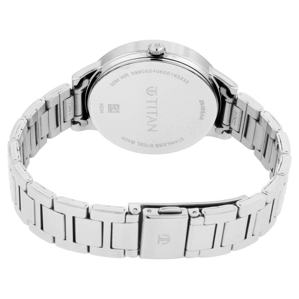 Titan Women's Precision Simplicity Watch: Black Gradient Dial with Metal Strap