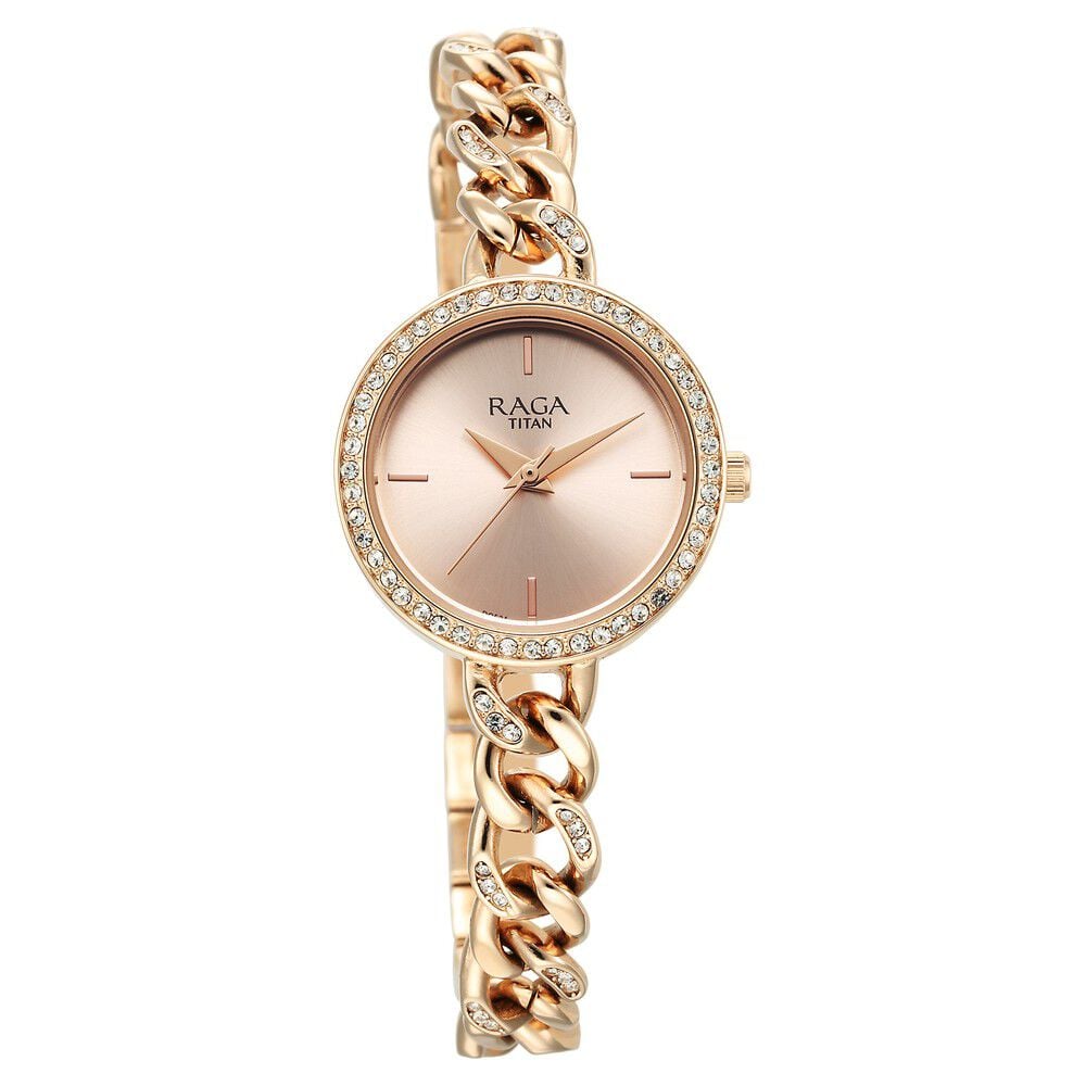 Titan Raga Showstopper Quartz Analog Rose Gold Round Dial Rose Gold Metal Strap Watch For Women