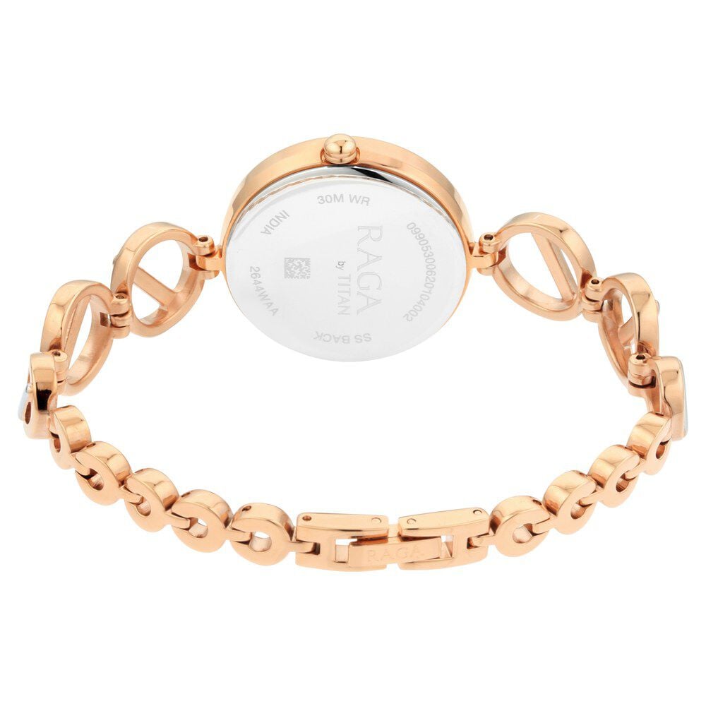 Titan Raga Viva Quartz Analog with Day and Date Rose Gold Dial Two Toned Metal Strap Watch For Women