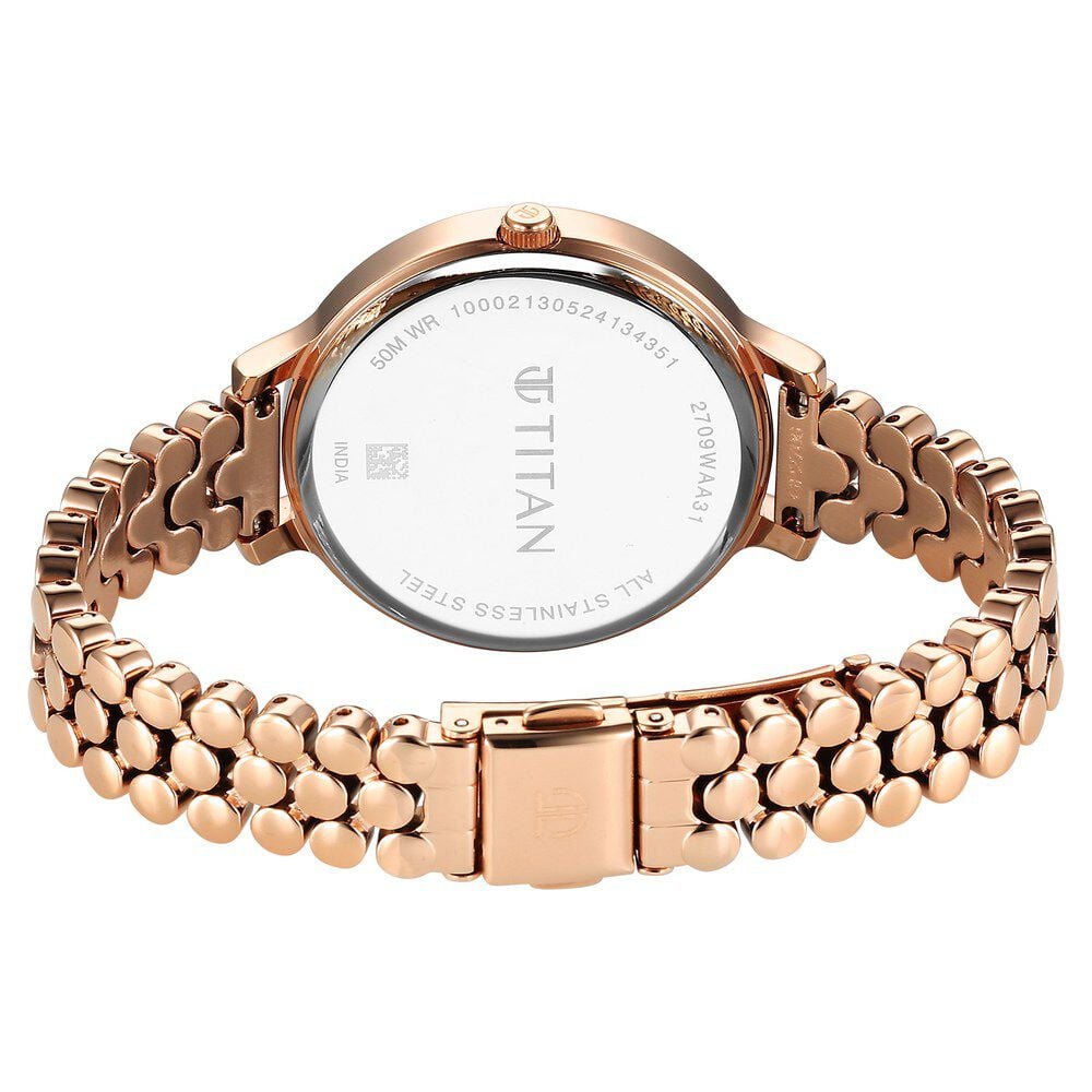 Titan Secluded Quartz Analog Silver Dial Metal Strap Watch For Women
