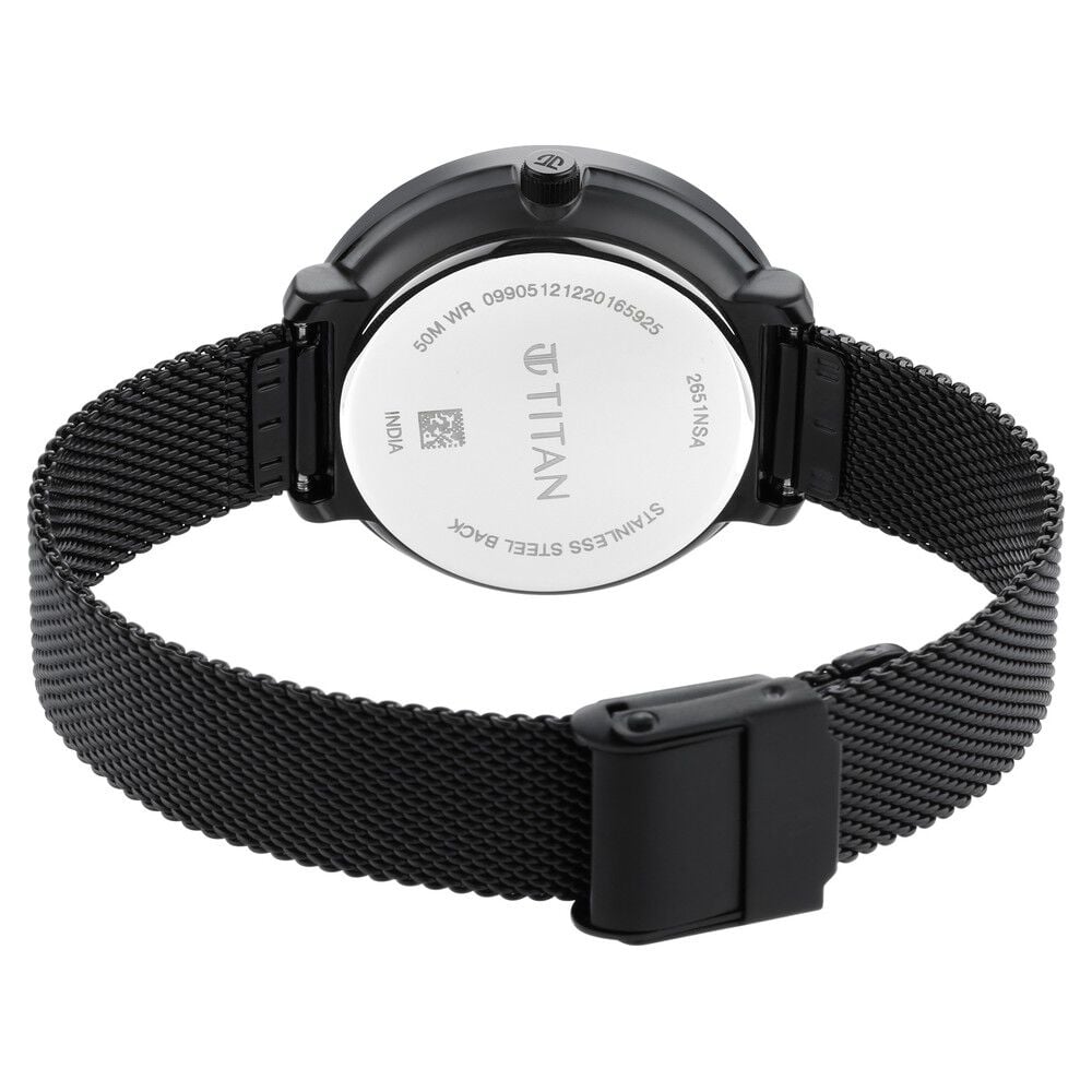 Titan Workwear Black Dial Women Watch With Stainless Steel Strap