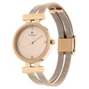 Titan Quartz Analog Rose Gold Dial Stainless Steel Strap Watch for Women