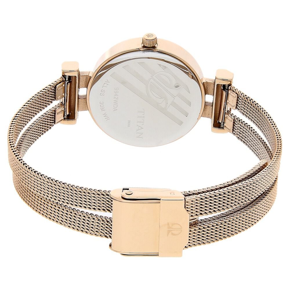 Titan Quartz Analog Rose Gold Dial Stainless Steel Strap Watch for Women