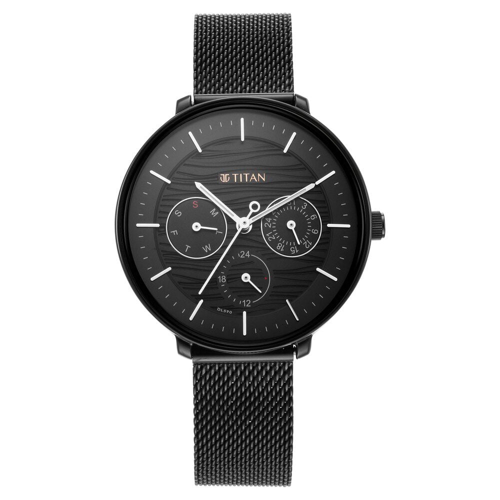Titan Women's Svelte Green: Multi-Function Watch with Metal Strap