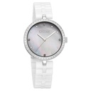 Titan Purple Ceramics Quartz Analog Mother of Pearl Dial White Ceramic Strap Watch For Women