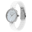 Titan Purple Ceramics Quartz Analog Mother of Pearl Dial White Ceramic Strap Watch For Women