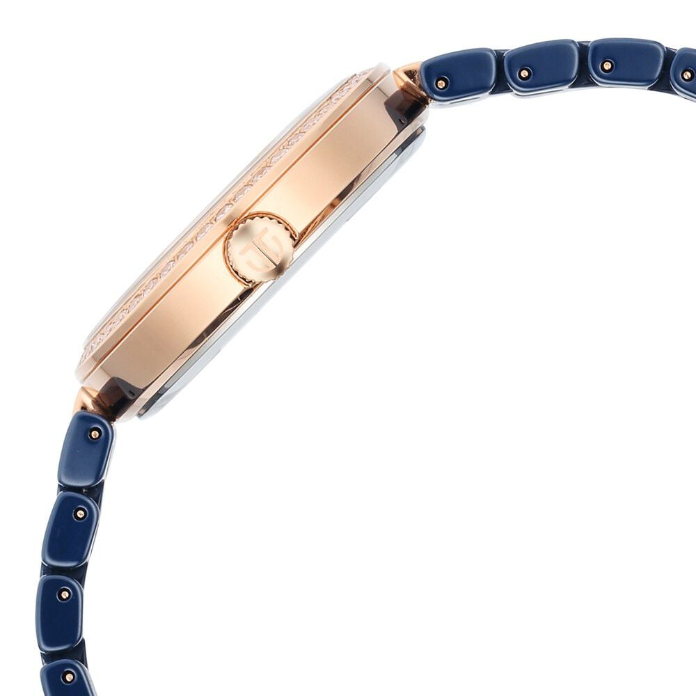 Titan Purple Ceramics Quartz Analog Mother of Pearl Dial Blue Ceramic Strap Watch For Women