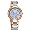 Titan Acetate Quartz Multifunction Mother Of Pearl Dial Two Toned Strap Watch for Women
