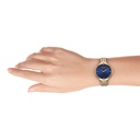 Titan Raga Showstopper Quartz Analog Blue Dial Rose Gold Metal Strap Watch For Women