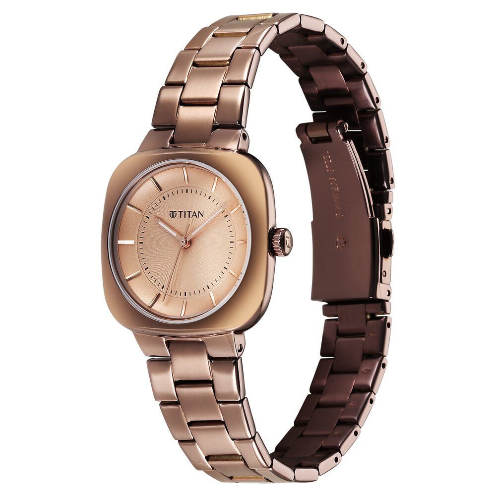 Titan Horizon Quartz Analog Brown Dial Stainless Steel Strap Watch For Women