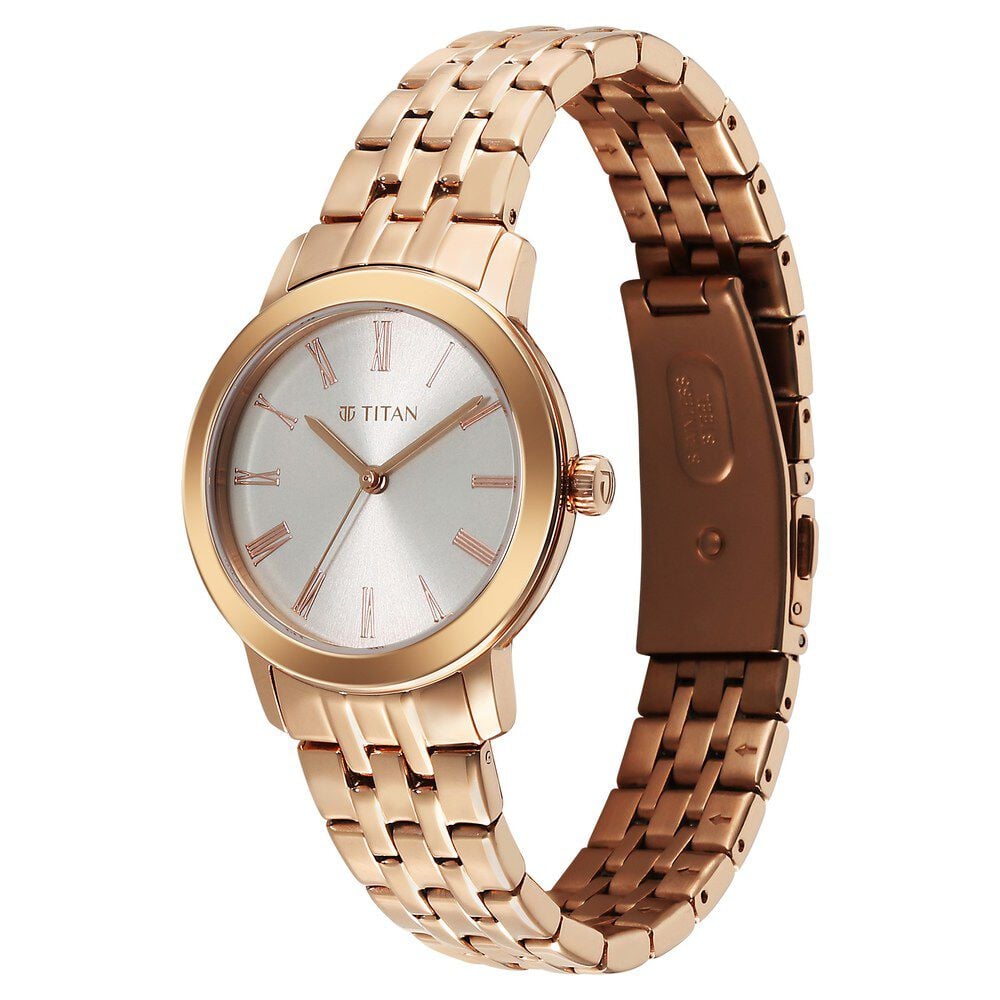 Titan Workmode Quartz Analog Silver sunray dial Dial Stainless Steel Strap Watch For Women