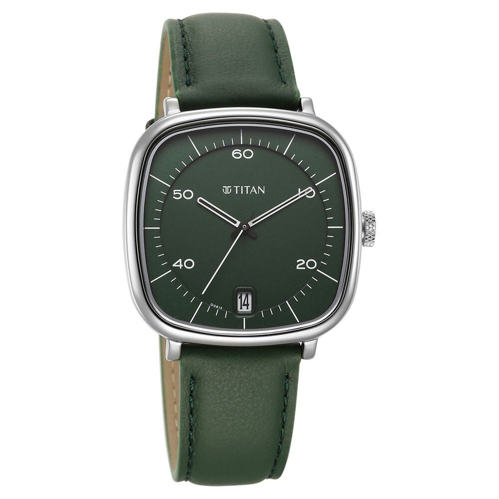 Titan Neo Curve Quartz Analog with Date Green Dial Stainless Steel Strap Watch For Men