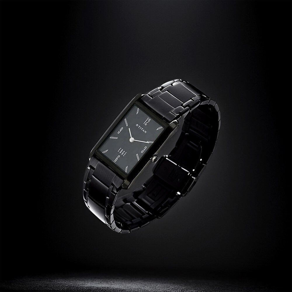 Titan Edge Black Dial Analog Stainless Steel Strap Watch for Men