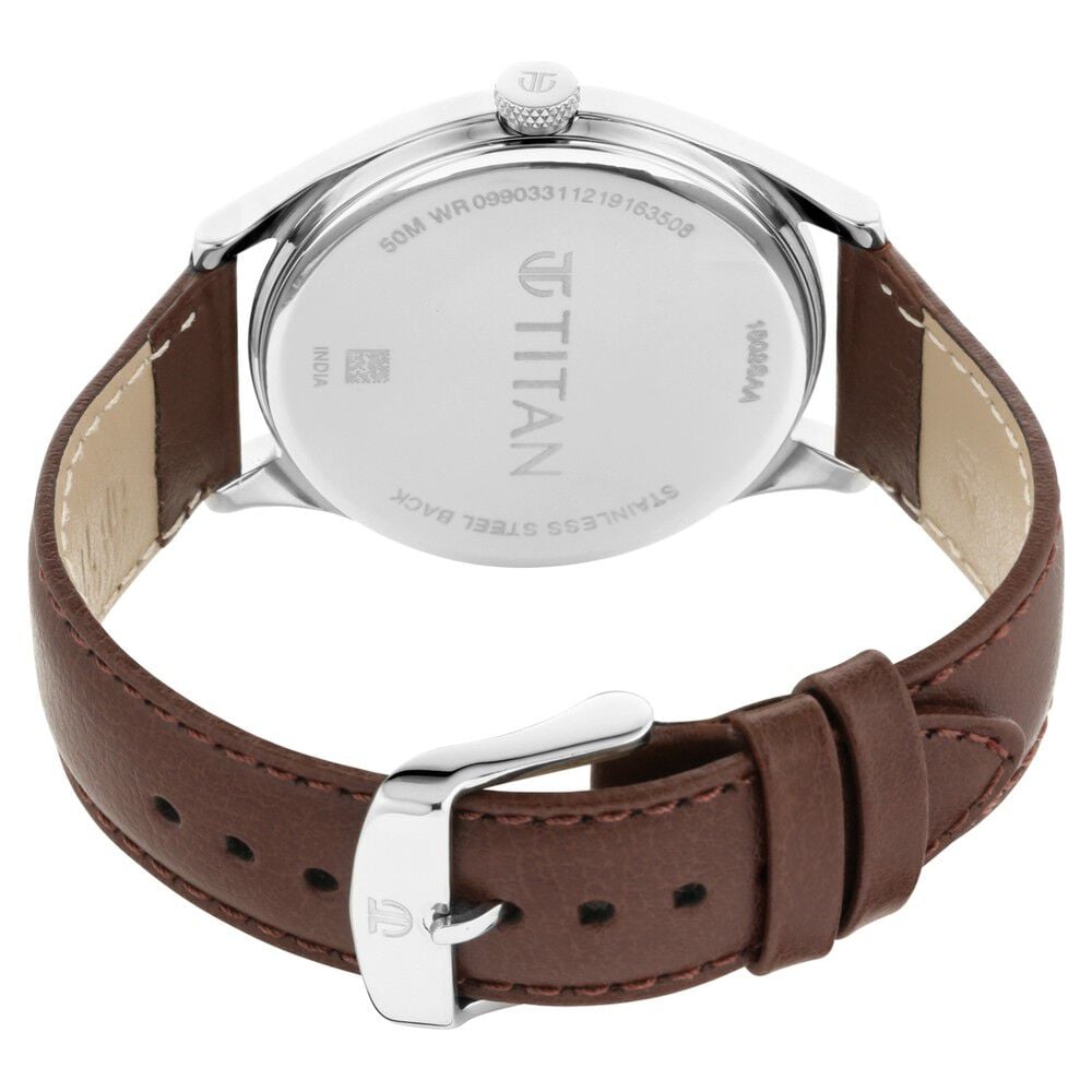 Titan Men's Classic Watch: Gradient Dial & Sleek Markings with Leather Strap