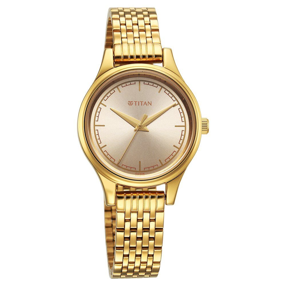 Titan Karishma Quartz Analog Golden Dial Golden Stainless Steel Strap Watch For Women