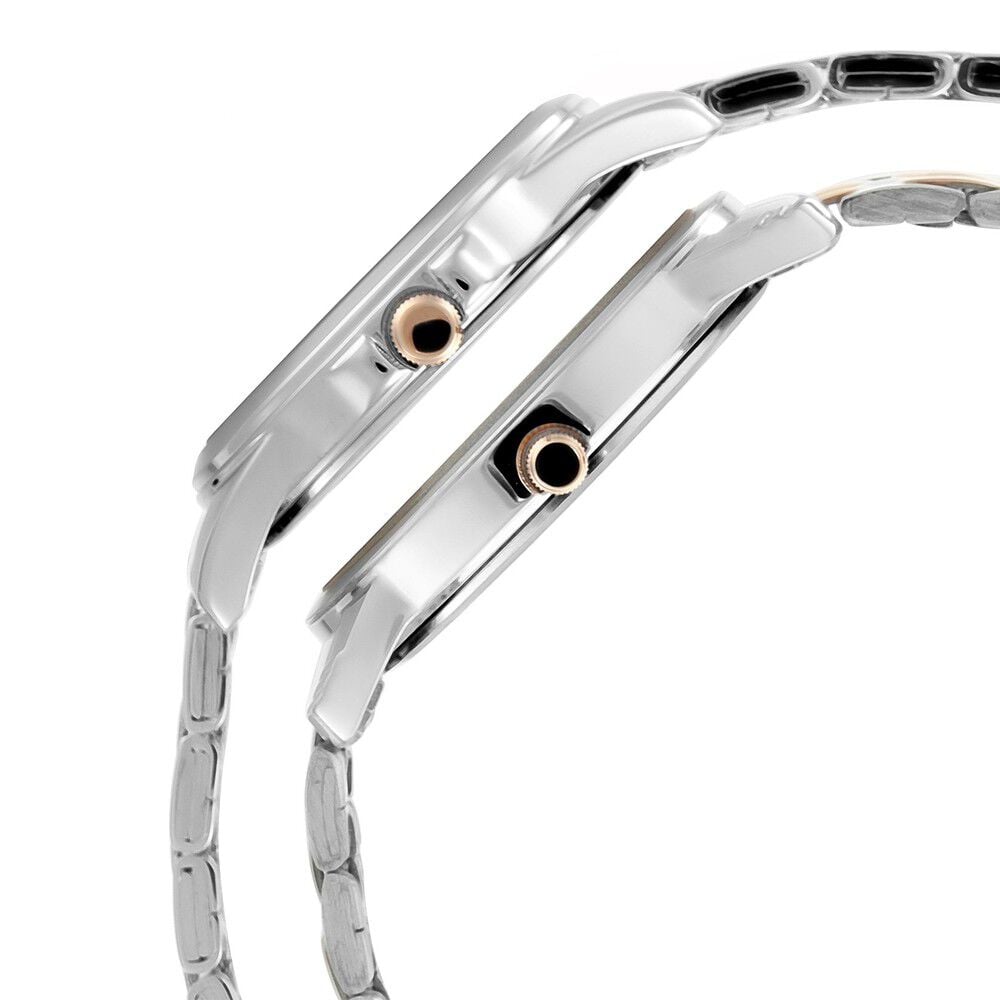 Titan Bandhan Quartz Analog with Day and Date Silver Dial Stainless Steel Strap Watch for Couple