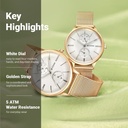 Titan Quartz Multifunction White Dial Stainless Steel Strap Watch for Couple