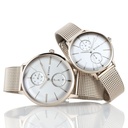 Titan Quartz Multifunction White Dial Stainless Steel Strap Watch for Couple