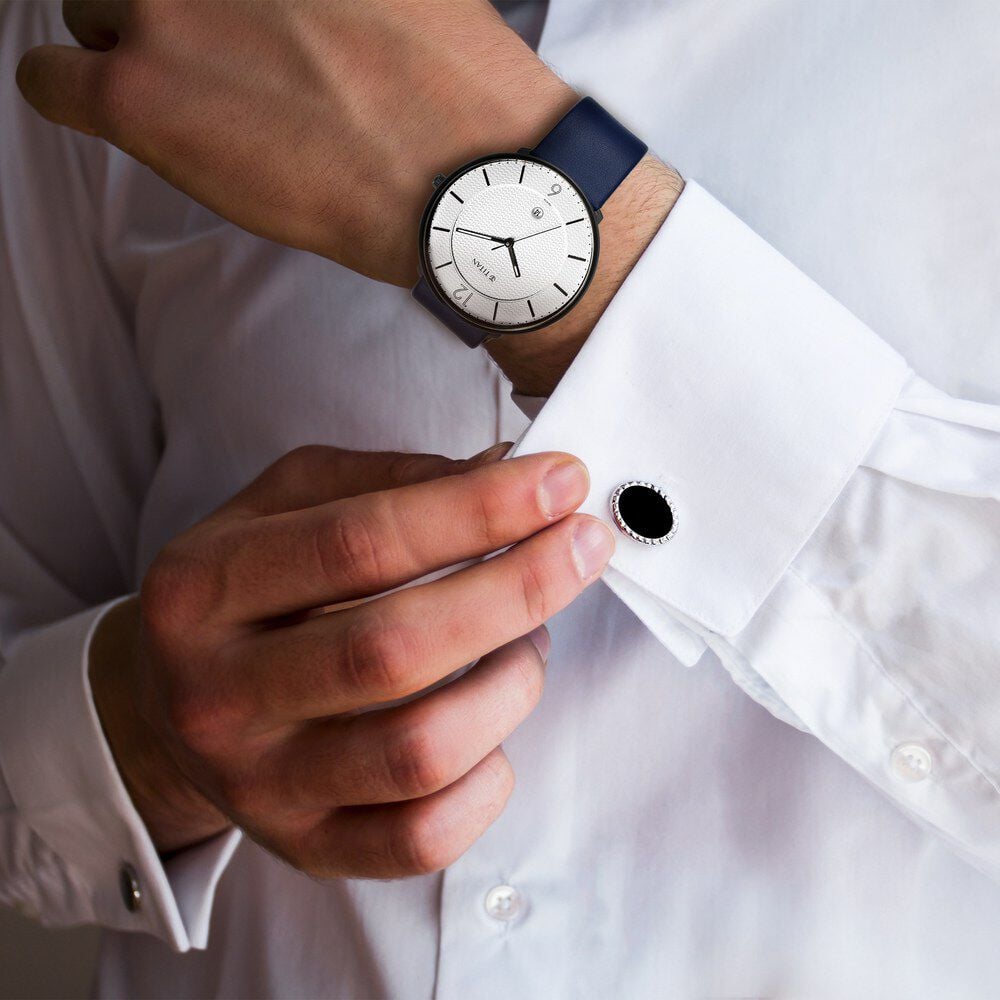 Titan Minimals White Dial Analog with Date Leather Strap watch for Men