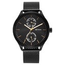 Titan Black and Gold Black Dial Analog with Day and Date Stainless Steel Strap Watch for Men