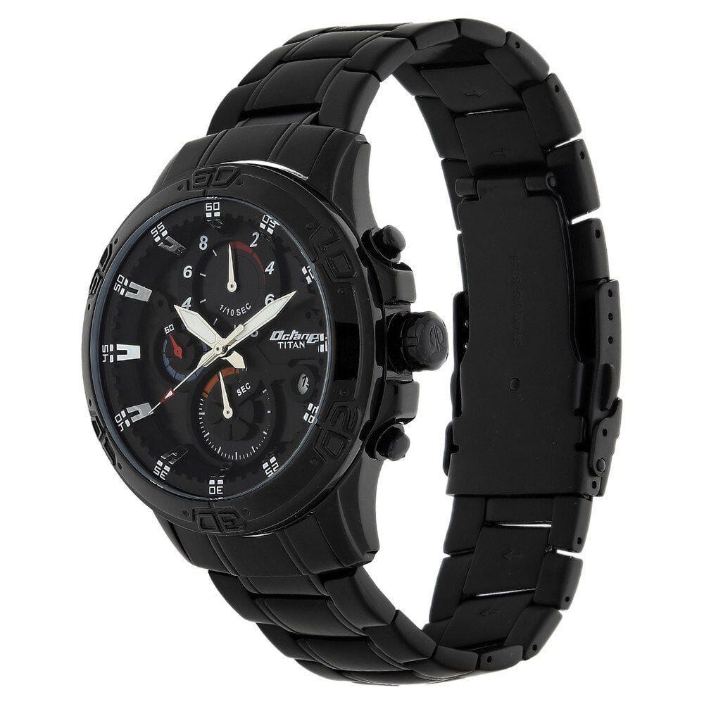 Titan Quartz Chronograph Black Dial Stainless Steel Strap Watch for Men