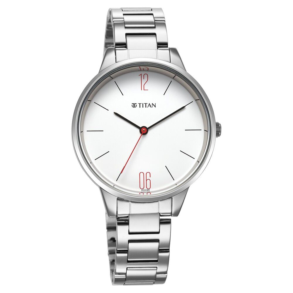 Titan Quartz Analog White Dial Watch for Women