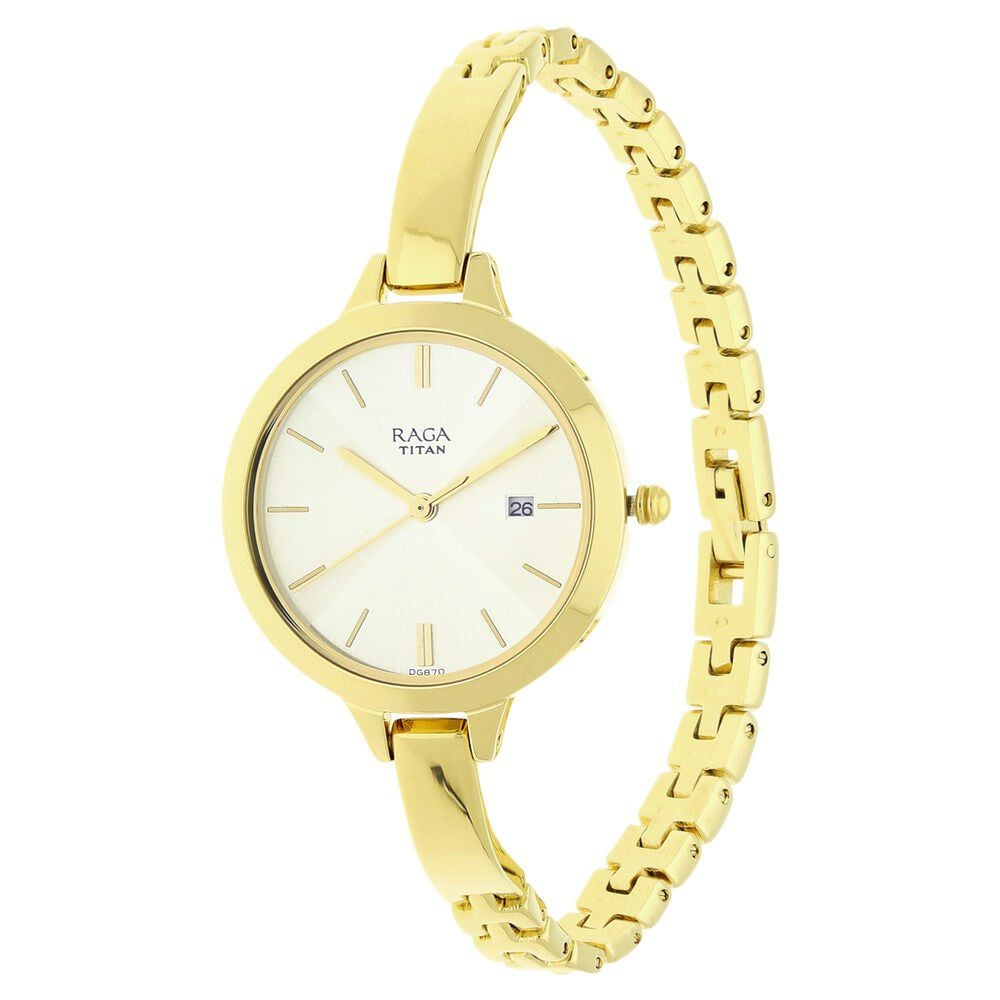 Titan Raga Viva Champagne Dial Analog with Date Strap watch for Women