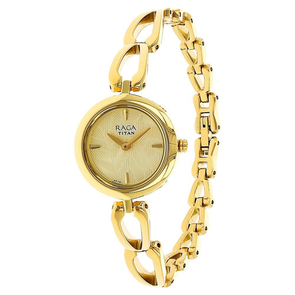 Titan Raga Foliage Champagne Dial Women Watch With Metal Strap