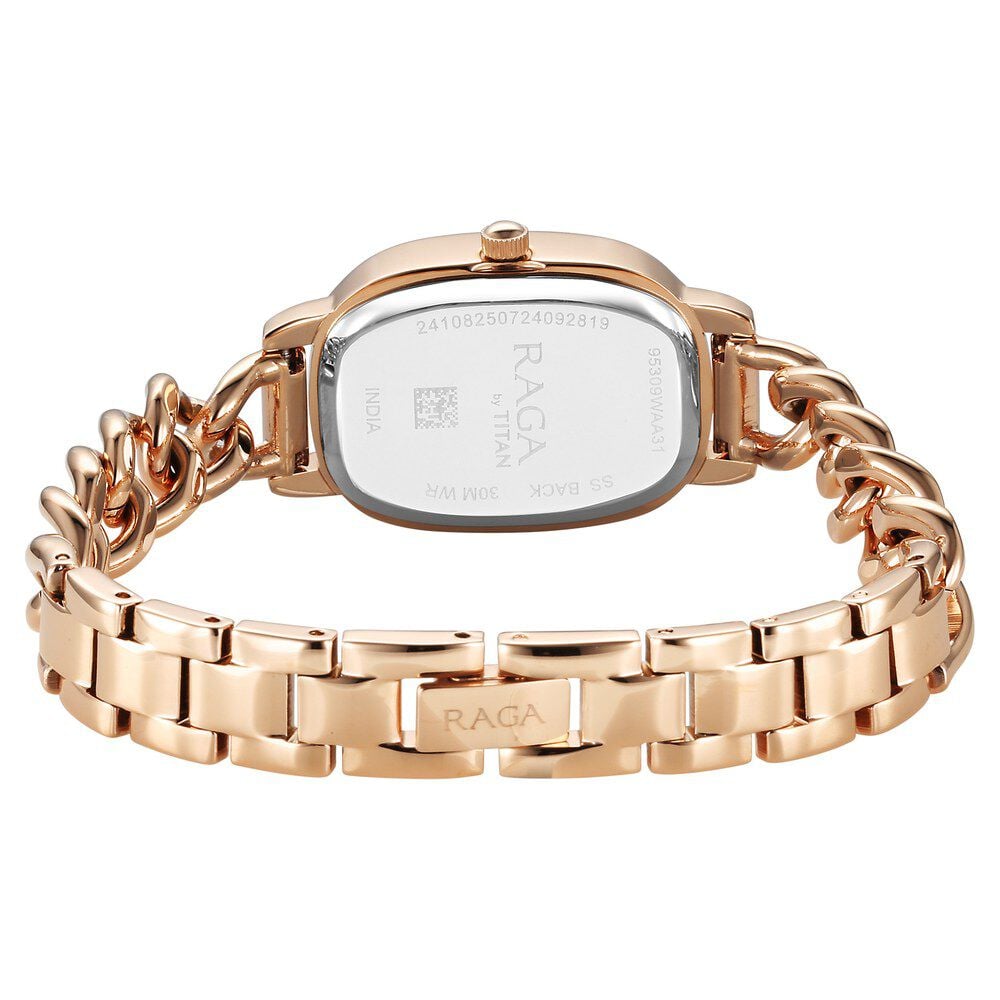 Titan Raga Showstopper Quartz Analog Rose Gold Dial Metal Strap Watch For Women
