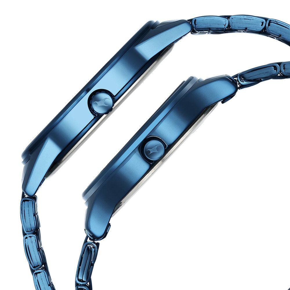 Fastrack Mixmatched Quartz Analog Black Dial Blue Stainless Steel Strap Watch for Couple
