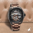 Fastrack Automatics Black Dial Brown Stainless Steel Strap Watch For Guys
