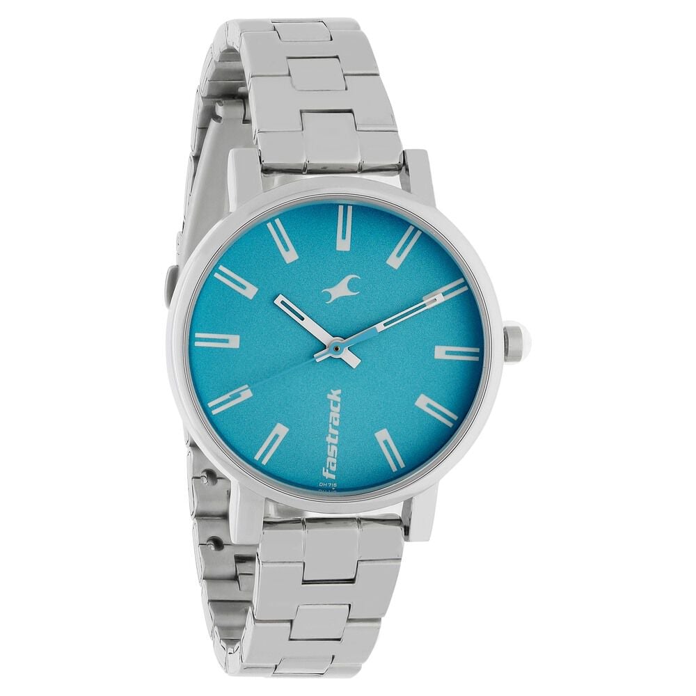 Fastrack Fundamentals Quartz Analog Blue Dial Stainless Steel Strap Watch for Girls