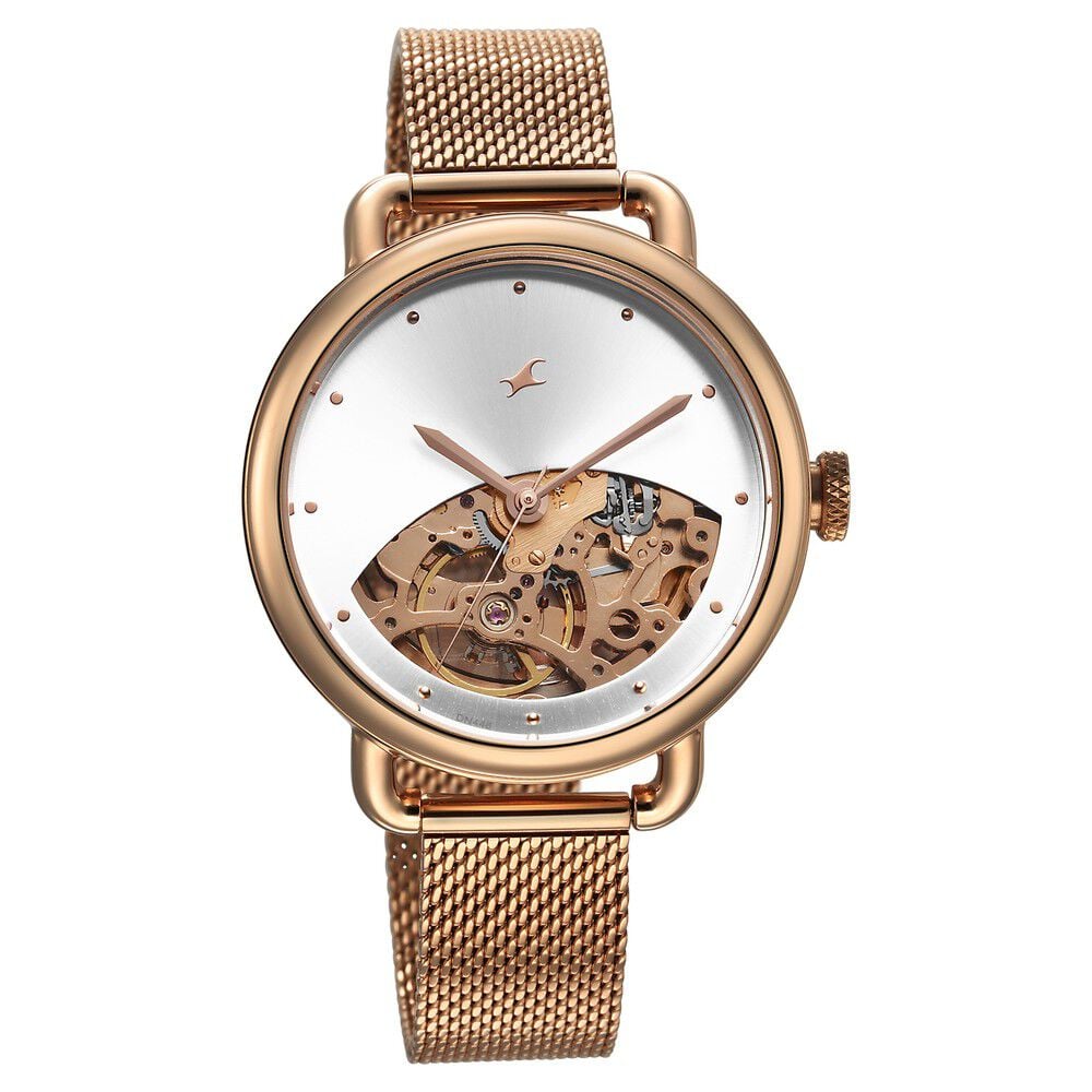 Fastrack Automatics Silver Dial Stainless Steel Strap Watch for Girls