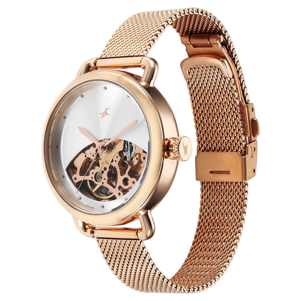 Fastrack Automatics Silver Dial Stainless Steel Strap Watch for Girls