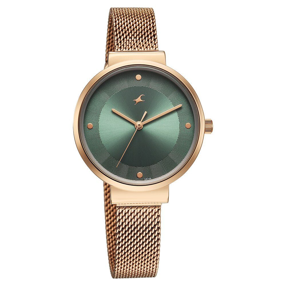 Fastrack Stunners X Quartz Analog Green Dial Stainless Steel Strap Watch For Girls