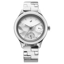 Fastrack Cerame Quartz Multifunction Silver Dial With Silver Color Steel & Ceramic Strap Watch For Girls