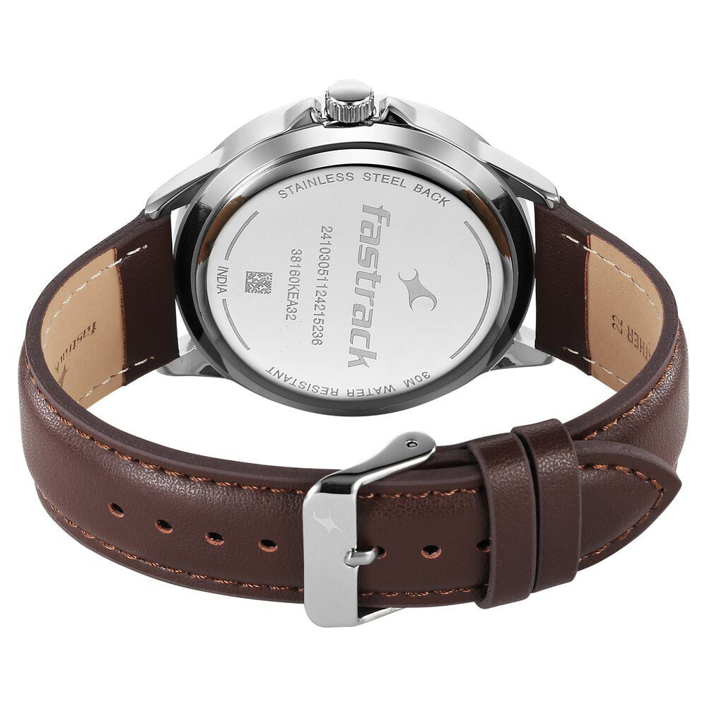 Fastrack Stunners X Quartz Analog Blue Dial Leather Strap Watch For Guys