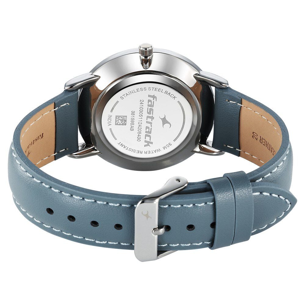 Fastrack Stunners X Quartz Analog Silver Dial Leather Strap Watch For Guys