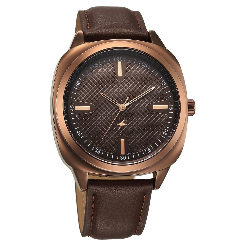 Fastrack Stunners X Quartz Analog Brown Dial Leather Strap Watch For Guys