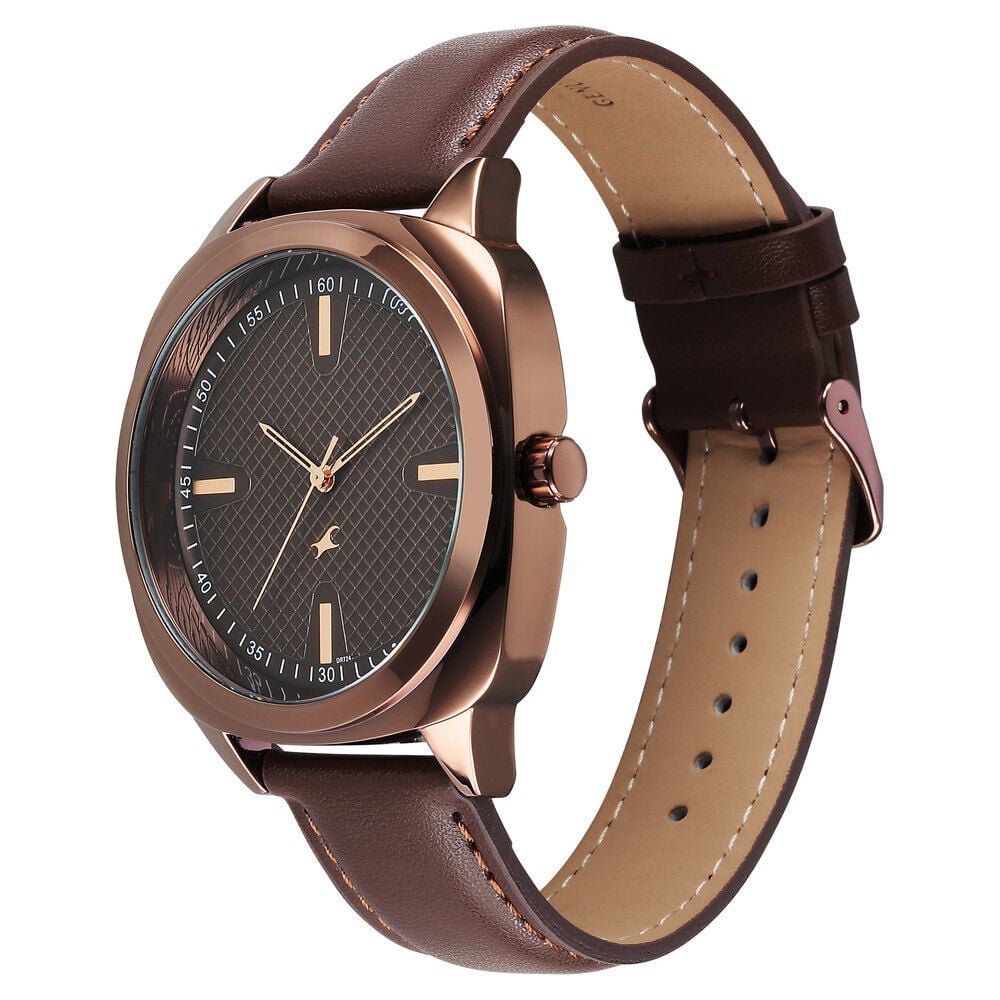 Fastrack Stunners X Quartz Analog Brown Dial Leather Strap Watch For Guys