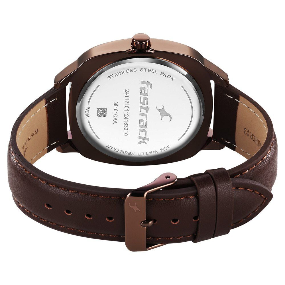 Fastrack Stunners X Quartz Analog Brown Dial Leather Strap Watch For Guys