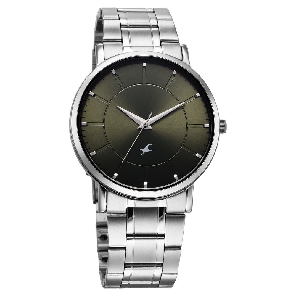 Fastrack Stunners X Quartz Analog Green Dial Stainless Steel Strap Watch For Guys