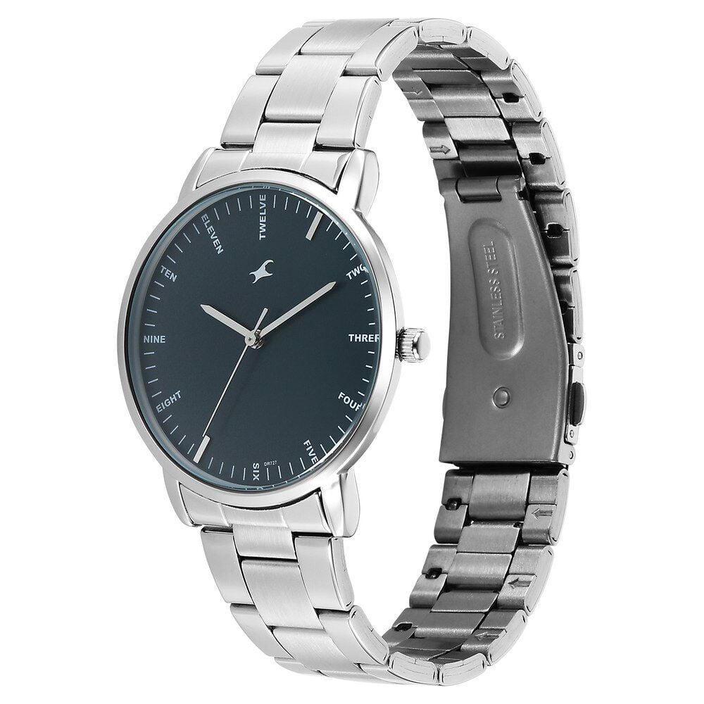 Fastrack Stunners X Quartz Analog Blue Dial Stainless Steel Strap Watch For Guys