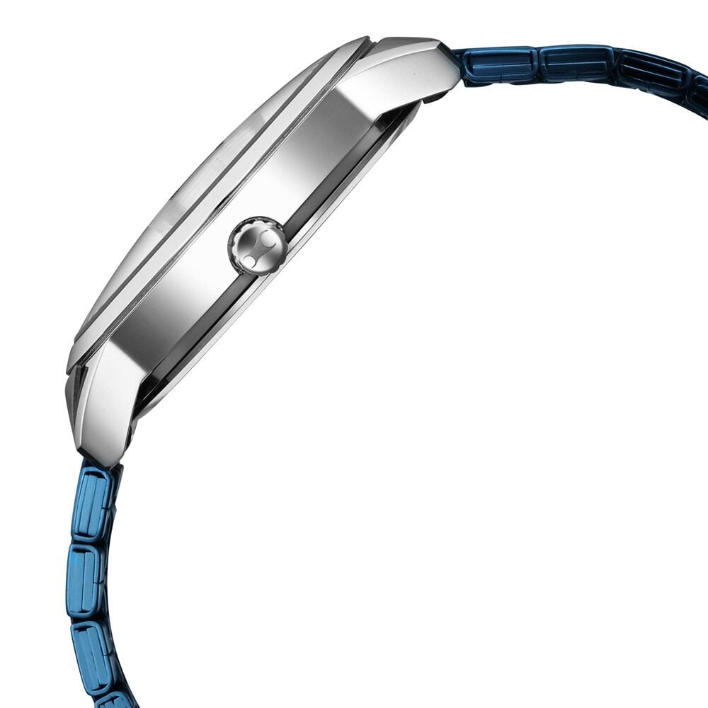 Fastrack Opulence Quartz Analog with Date Blue Dial Stainless Steel Strap Watch for Guys
